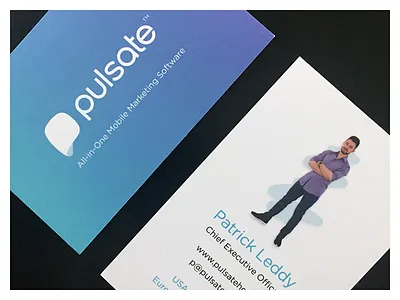 Business Cards blue branding business cards gradient logo marketing mobile pulsate