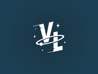 VL | Monogram cosmic logo monogram moon orbit outer space planets simplistic space stars