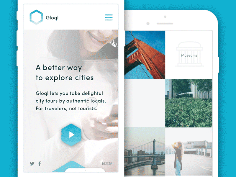 For travellers, not tourists … mobile app ios landing page mobile parallax tourism travel