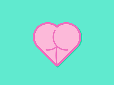 Butt ass booty bum butt cheeks heart illustration simple vector