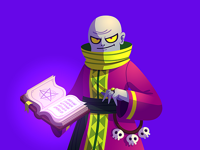 Battleplans Necromancer art cartoon character design game illustration vector