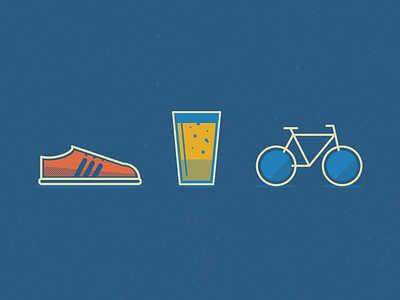 Burpees, Bikes & Brews Icons beer bike event flat icons shoe