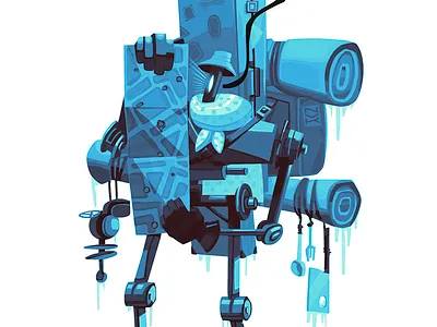 travel-bot 2d cg character concept art design digital art foxhide illustration novak robot tourist travel