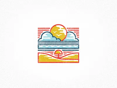Endless Summer beach icon illustration ocean sand summer sun vector
