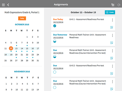 Assignments List app calendar cards classroom clean education ios ipad list school ui ux