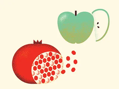 fall fruits apple autumn fall food fresh fruit granny illustration pomegranate seeds smith