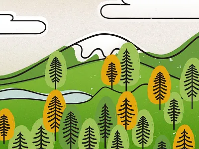 Trees and a mountain brushes free green illustration landscape texture trees yellow