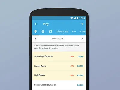 Online Venue Booking | Android App android material design online booking soccer venue booking