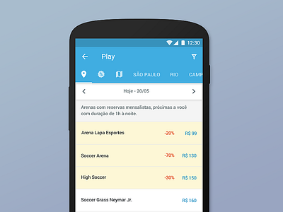 Online Venue Booking | Android App android material design online booking soccer venue booking