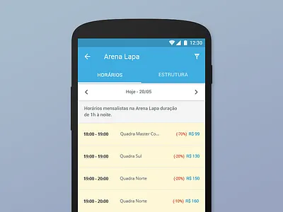 Online Venue Booking | Android App android material design online booking soccer venue booking