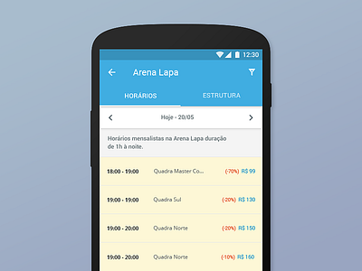 Online Venue Booking | Android App android material design online booking soccer venue booking