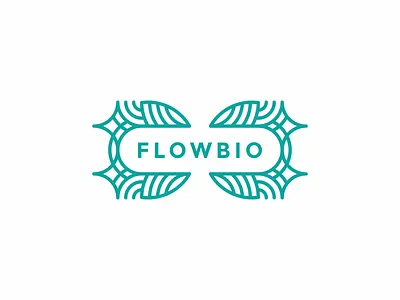 Flowbio earth flower leaf letter lineart logo natural nature star teal water