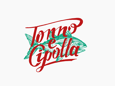 Tonno e Cipolla drawing fish hand illustration lettering tuna