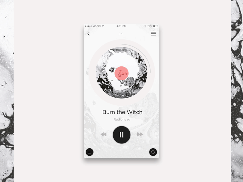 Music App app lyrics music radiohead ui ux