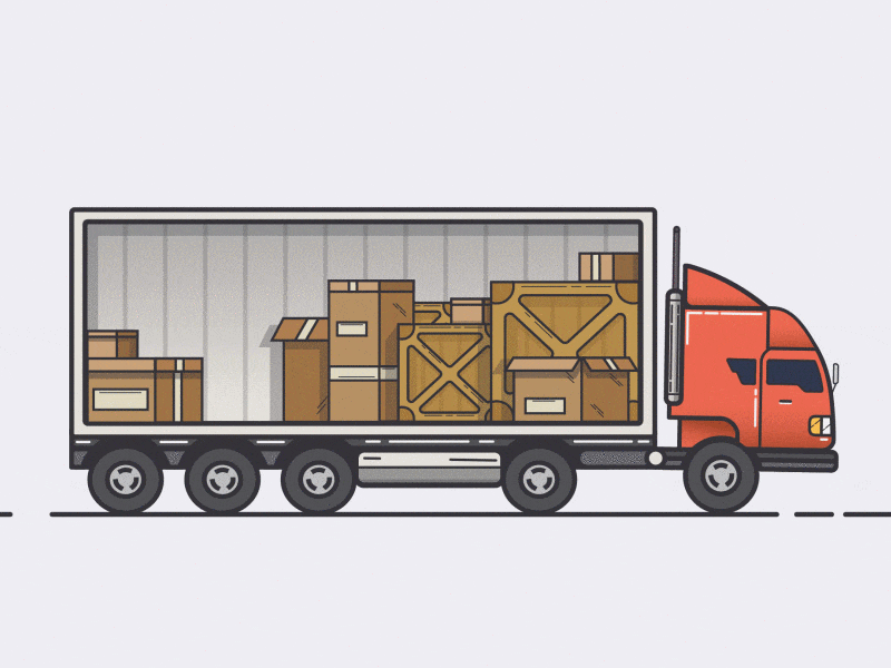 Truck art box design flat illustration red ride speed stoke truck wheels