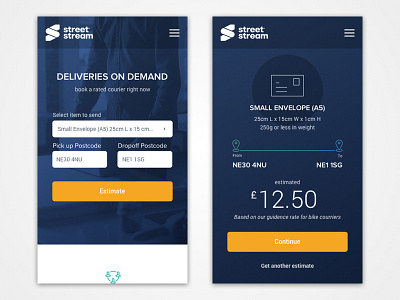 Street Stream Mobile courier delivery design mobile ui ux web website