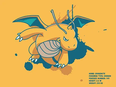 Pokemon Challenge - Dragonite dragon dragon pokemon dragonite illustration illustrator pokemon pokemon challenge vector