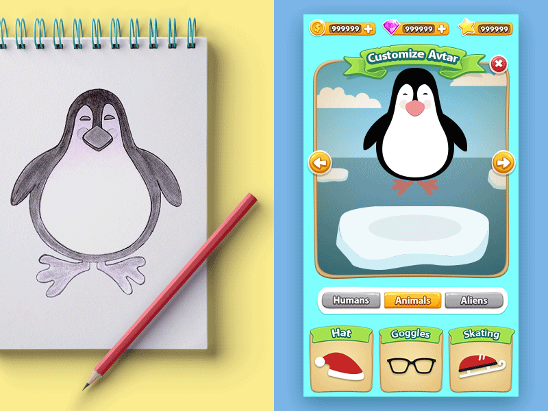 Character design for avatar selection in a gaming app animation app design appinventiv apps avatar character design design gaming app gifs mobile app ui ux