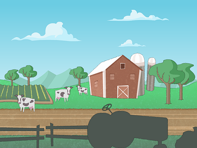Farmland 2d animation background environment hand drawn house illustration scene video game