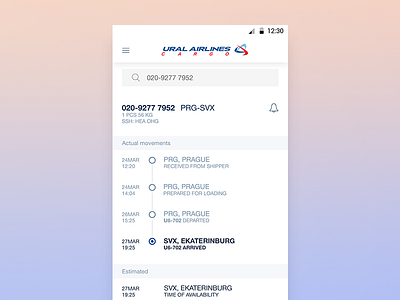 Tracking Air Cargo, UralAirlinesCargo airplane airport android cargo material design plane tracking tracking air cargo ural airlines