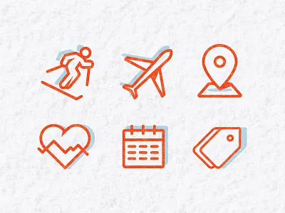 Skiing aeroplane icons plane skier skiing symbols