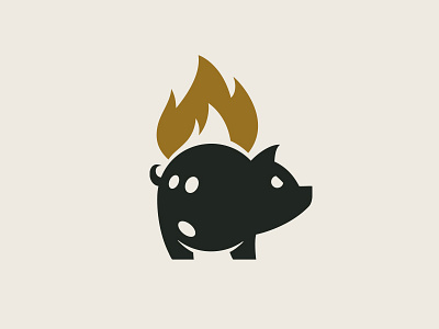 Back Alley BBQ Flaming Pig animal back alley bar b q bbq bowling flame identity logo logomark pig