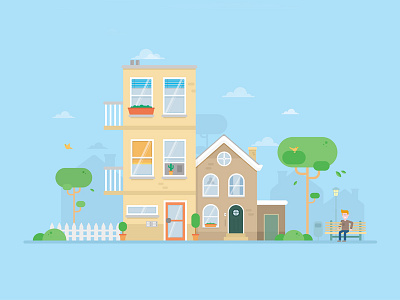Take a seat bird cactus character flat house infographic leaf park plant relax tree vector