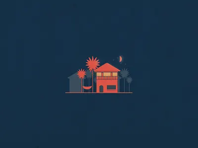 Night Vacation glow hammock illustration moon night small travel vacation