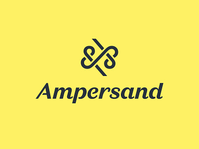 Ampersand Logo ambigram ampersand branding charcoal icon identity italic logo logotype loops yellow