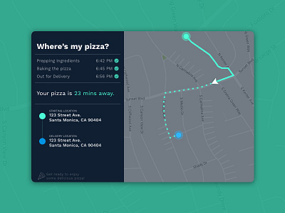 Daily UI #20 - Location Tracker daily dark location map pizza tracker ui