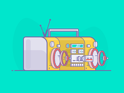 Boombox blackformat boombox boomboxplayoff box design flat graphic icon illustration outline playoff vector