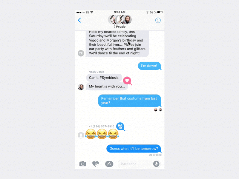 iOS 10 | iMessage Groups Concept animation chat concept frame.io gif groups imessage ios 10 motion principle prototype