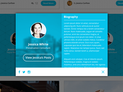 Blog Author Modal author biography blog bootstrap modal overlay