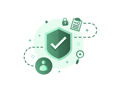 Security & Users Illustration checkmark clipboard documents estate key magnifying glass real realpage security shield users