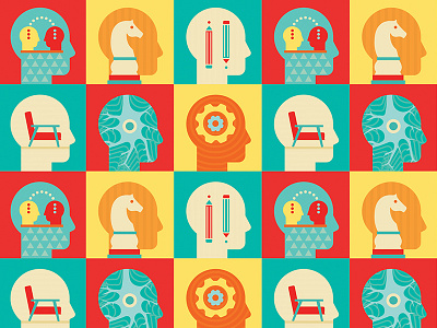 ·DesignThinking conference design head illustration logo postcard thinking