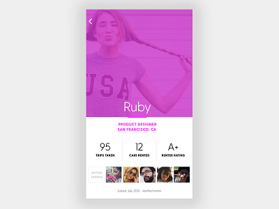 Daily UI :: 006 :: User Profile dailyui friends ios mobile profile purple rating renter ui user