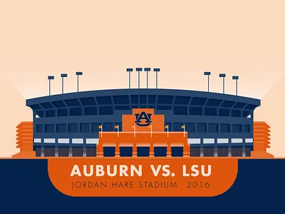 Day 78: Auburn vs. LSU auburn college football good day illustration stadium vector