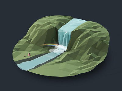 Icelandic Truf project | Skógafoss iceland icelandic landscape low poly skógafoss truf waterfall