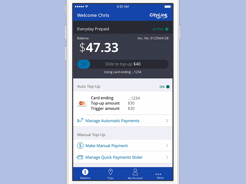 Citylink - Slide to Top-up Animation animation citylink gesture gif live app outware outware mobile payment swipe ui