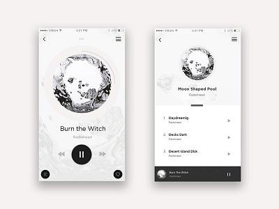 Music App after effects app lyrics minimal music radiohead ui ux