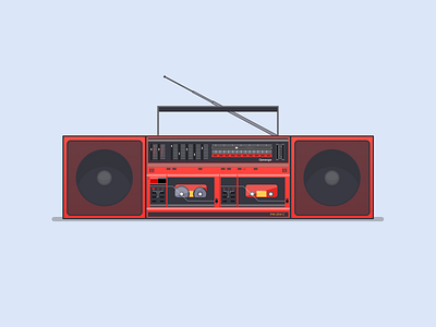 Classic Radio Cassette Recorder cassette color flat illustration music radio retro