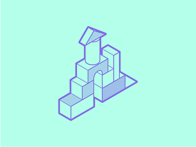 Awesometric Toy #2 blocks illustration illustrator isometric kids lines playing toy tutorial