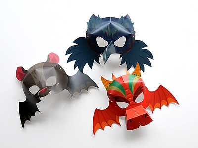 Halloween Kids Masks bat craft crow dragon freeforkids halloween joyflap mask