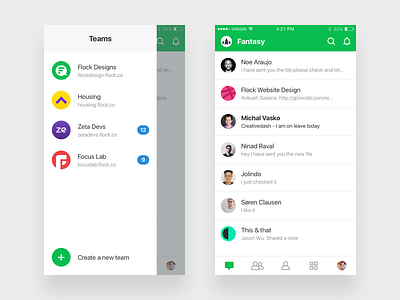 iOS Flock 2.0 app chat collaboration flock icons interface ios redesign team teams