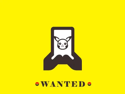 Pokemon Wanted avatar game hunting icon online pokemon smartphone symbol vector