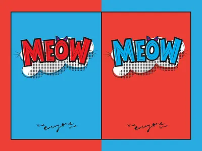 MEOW Cards cat lettering meow pop art