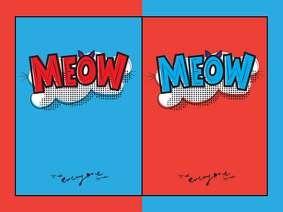 MEOW Cards cat lettering meow pop art