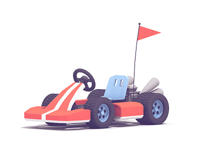 Go-Kart 3d c4d cinema 4d exhaust flag go kart model racing render tires twitchcon vehicle