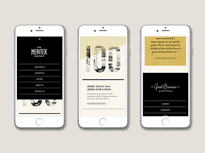 Meritex Website black design iphone mobile mobilenav mockup webdesign website yellow