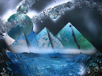 A Mess Of Time art mountains painting sky space spray paint water